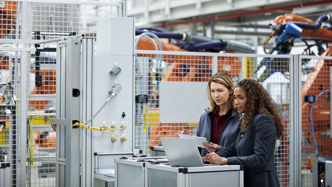 Two woman in the factory